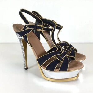 SAINT LAURENT Tribute T-Strap Platform Sandal 37.5